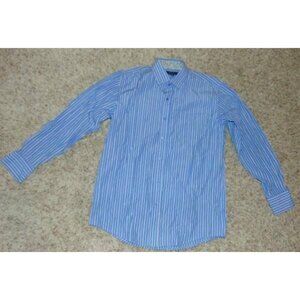 Mens Shirt Bogari Small Blue White Striped Long Sleeve Button Front Dress Sport